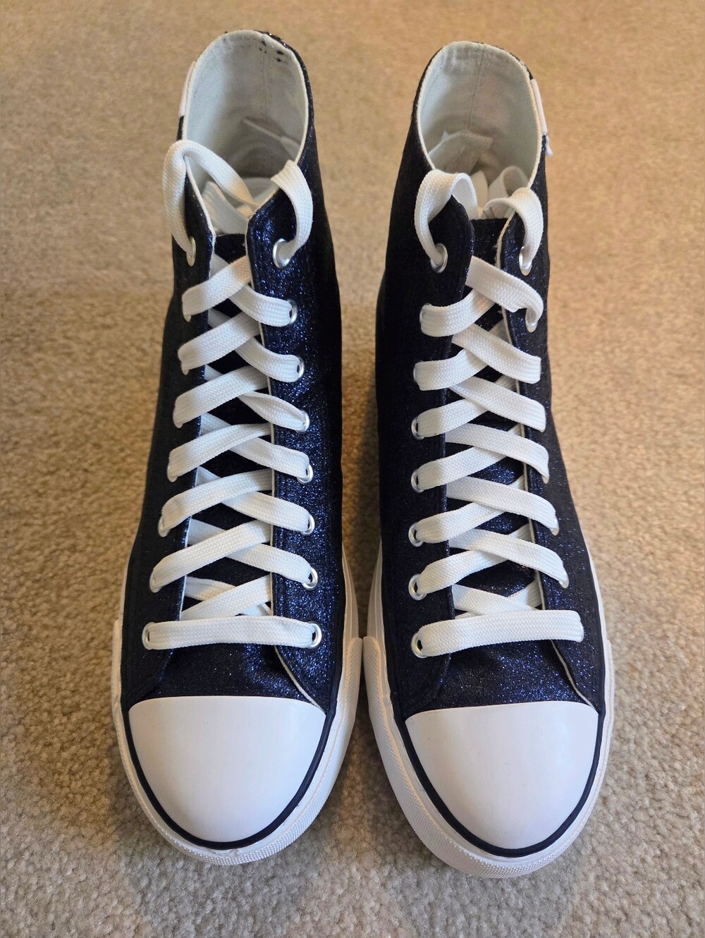 Altocis Women's Glitter High-Top Sneakers in Navy Blue Size 11